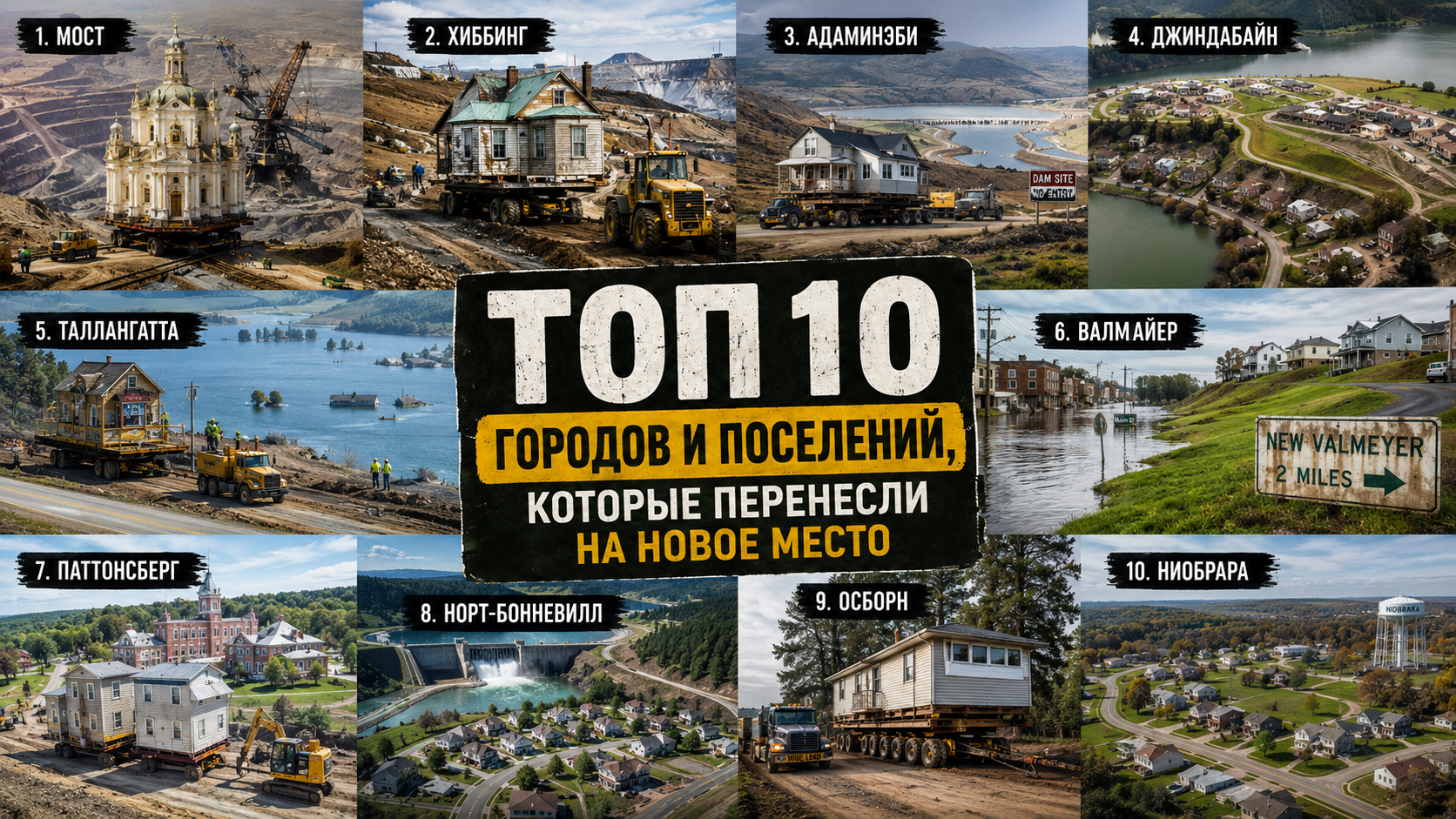 Топ 10 городов и поселений, перенесённых на новое место