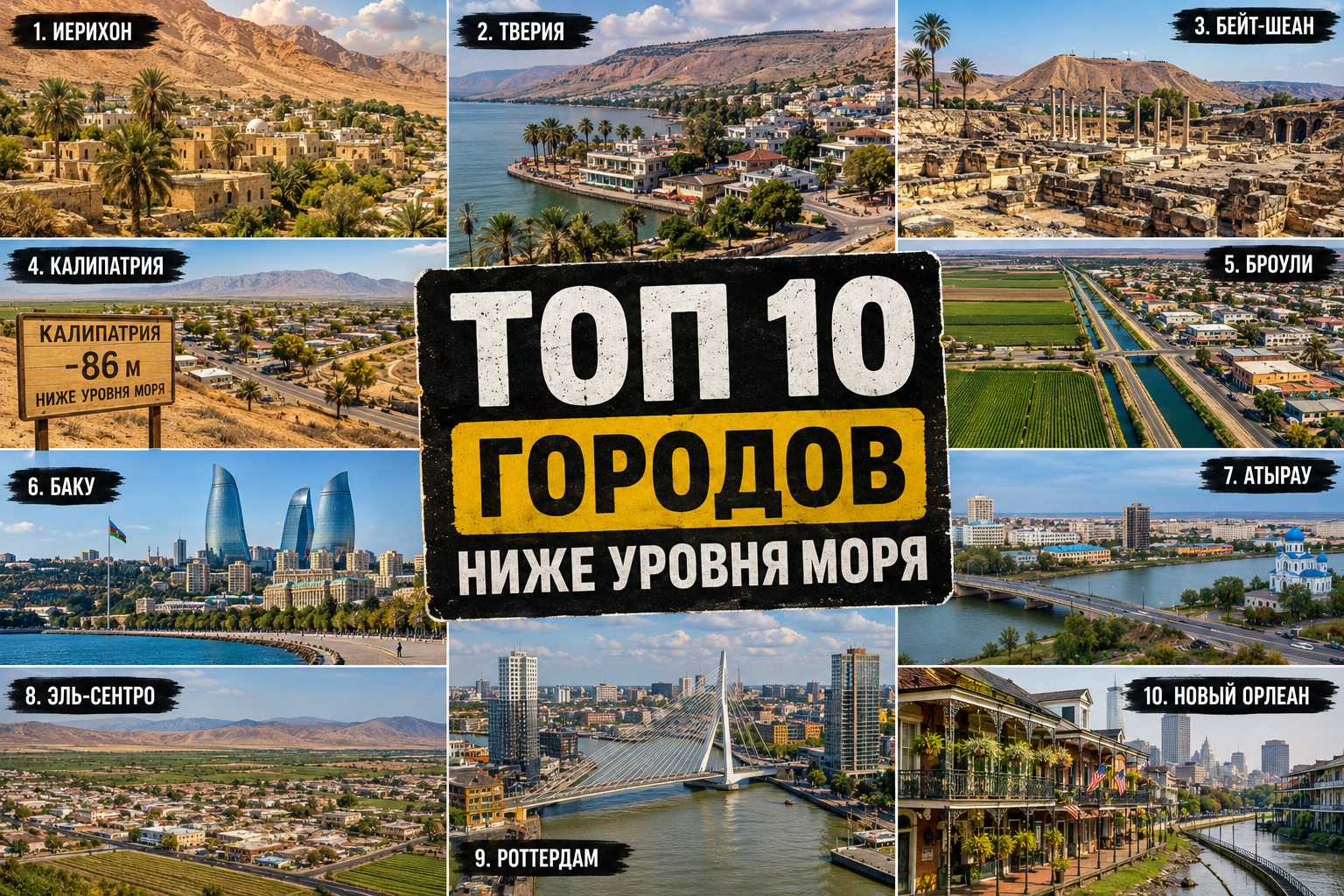 Топ 10 городов мира ниже уровня моря