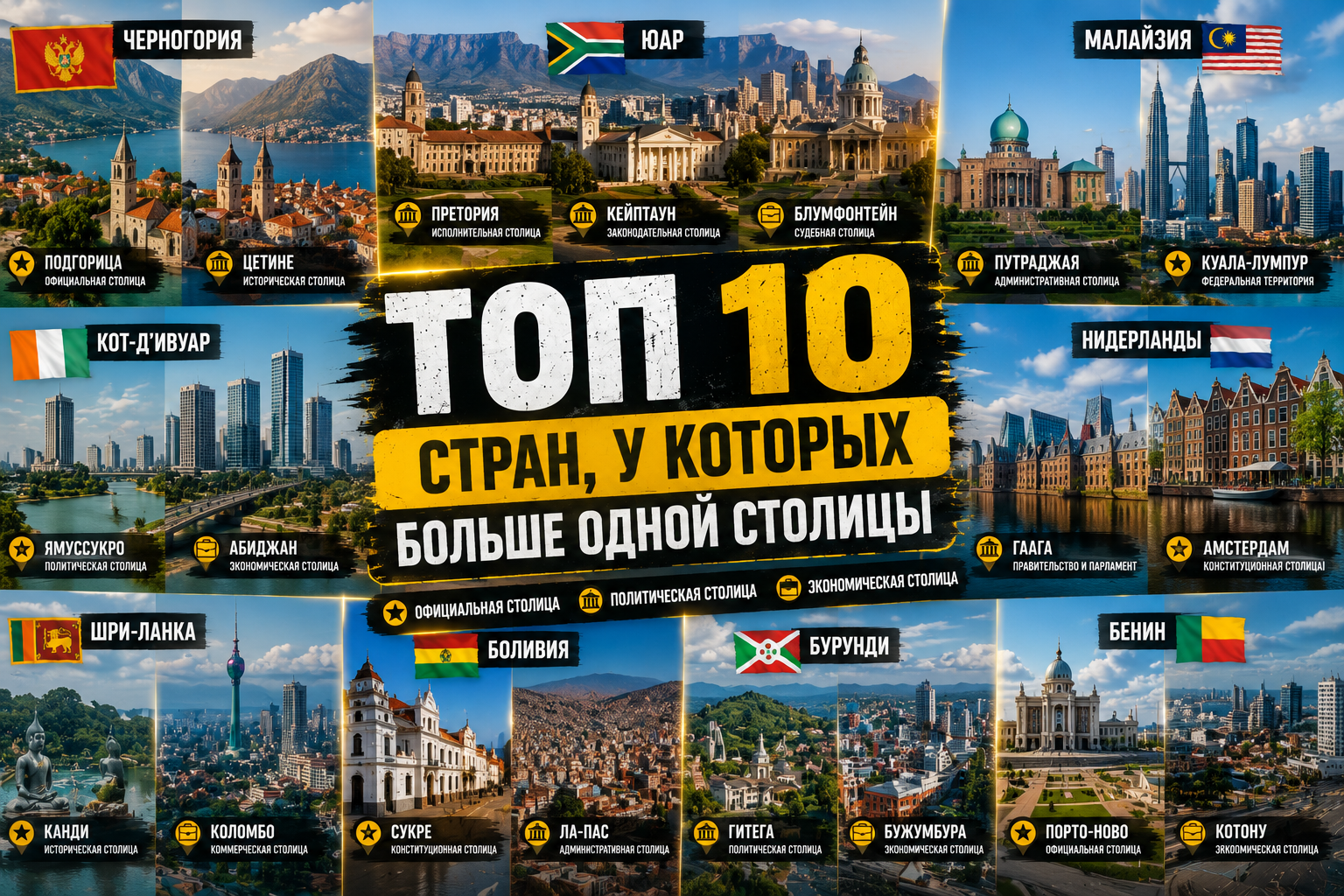 Топ 10 стран мира с несколькими столицами