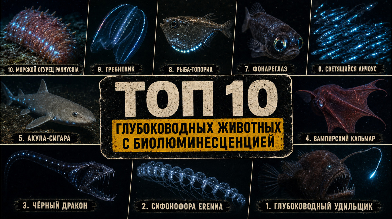 Топ 10 глубоководных животных с биолюминесценцией