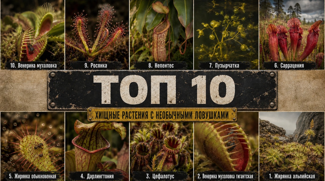 Топ 10 хищных растений с необычными ловушками