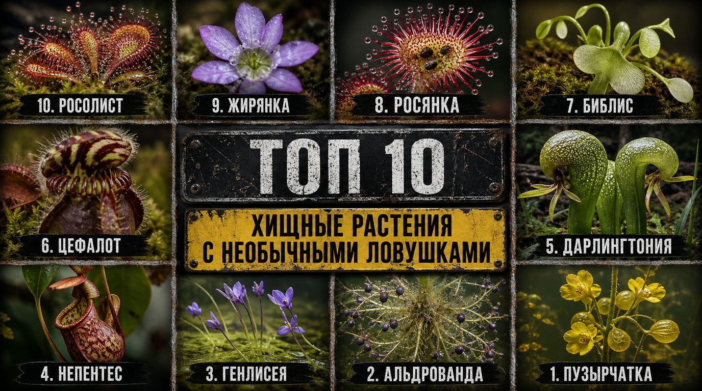 Топ 10 хищных растений с необычными ловушками