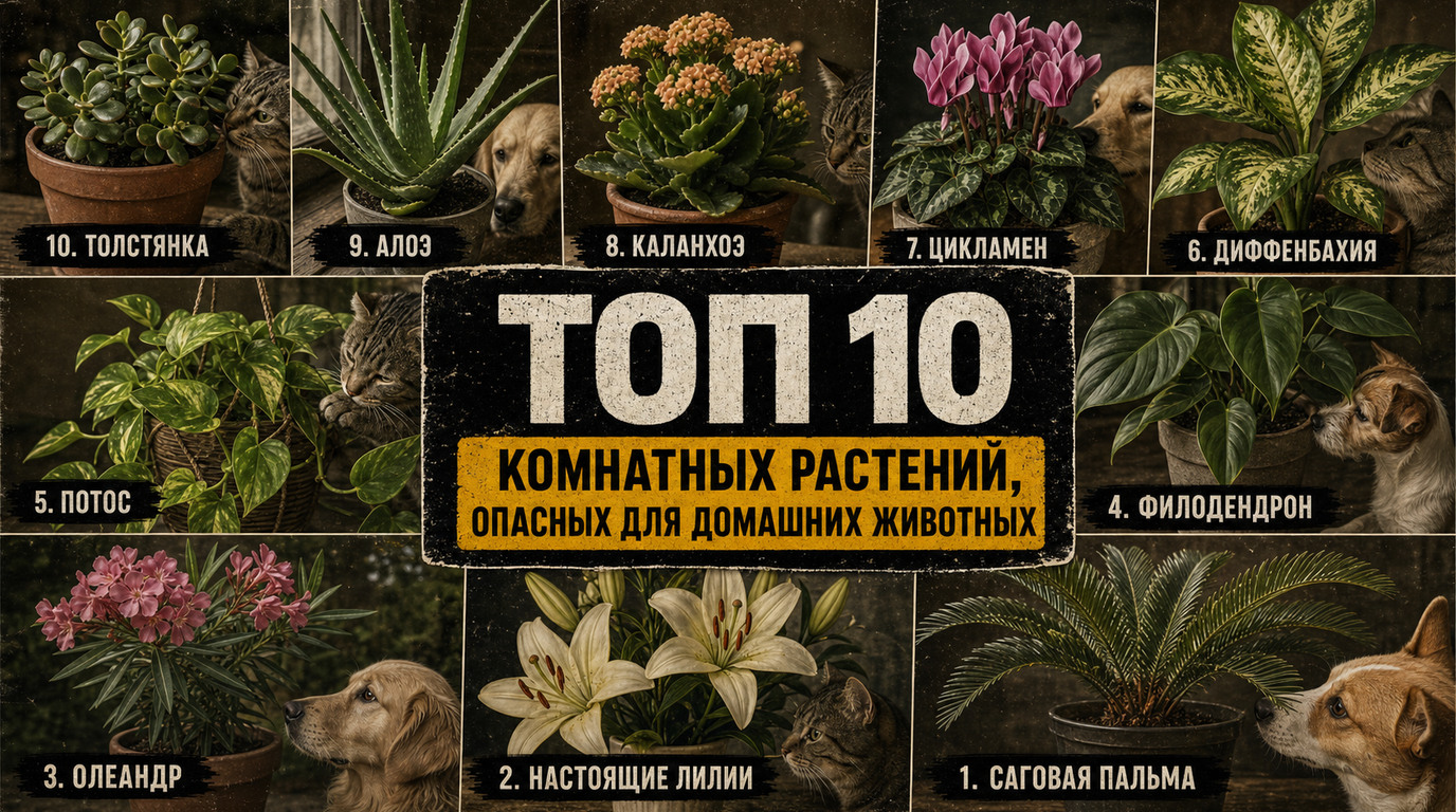 Топ 10 комнатных растений, опасных для домашних животных