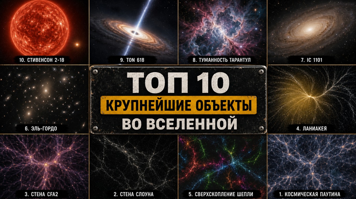 Топ 10 крупнейших объектов во Вселенной