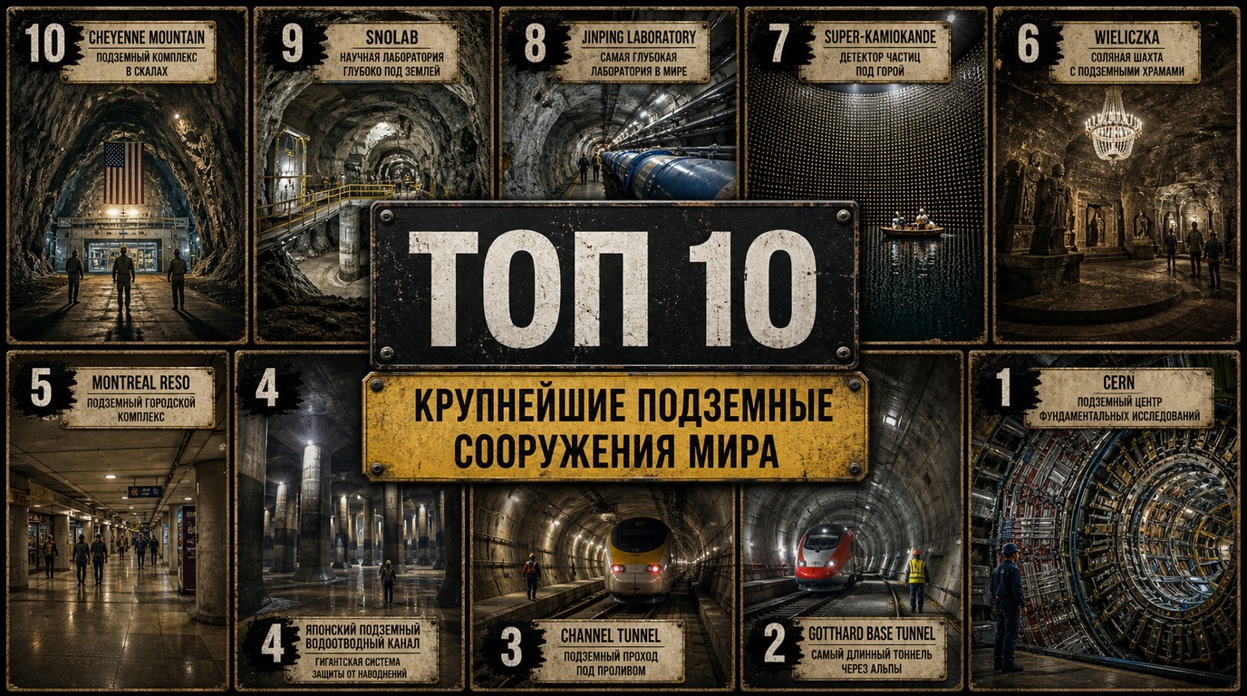 Топ 10 крупнейших подземных сооружений мира