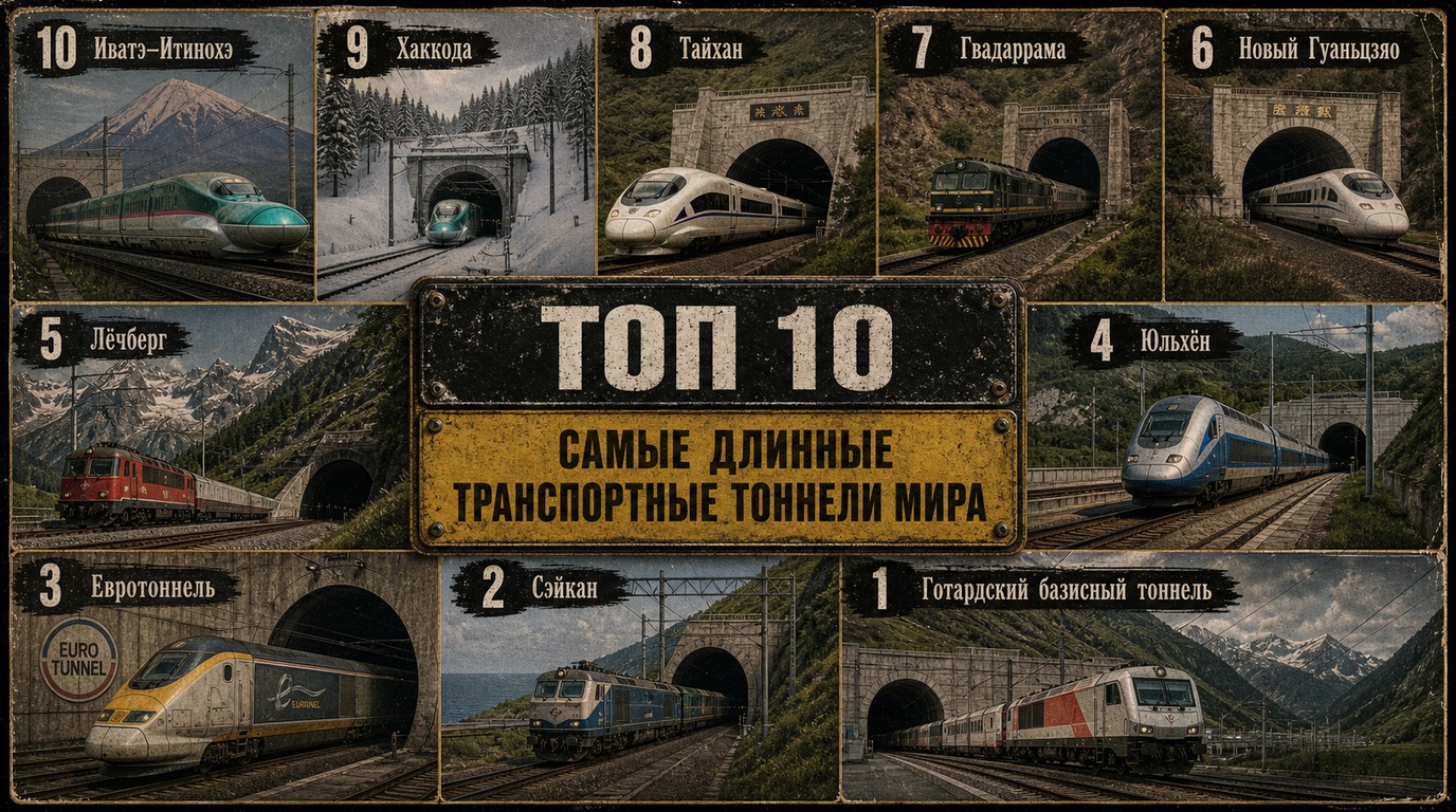 Топ 10 самых длинных транспортных тоннелей мира
