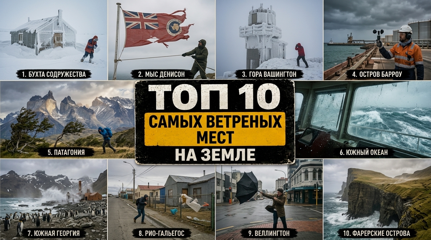 Топ 10 самых ветреных мест на Земле