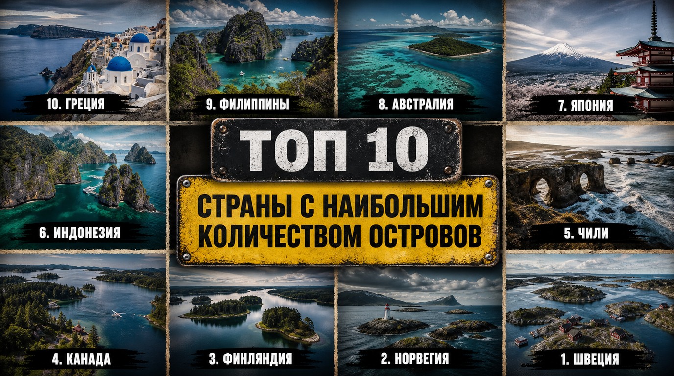 Топ 10 стран с наибольшим количеством островов