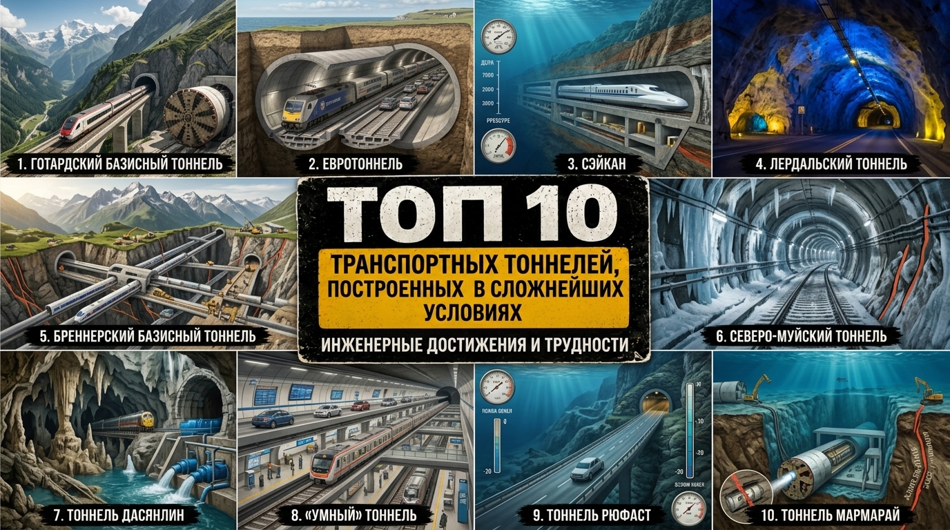 Топ 10 транспортных тоннелей, построенных в сложнейших условиях