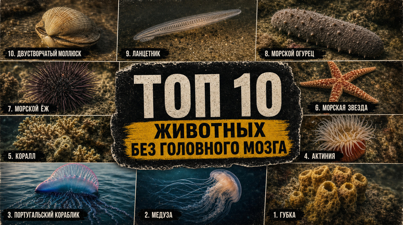 Топ 10 животных без головного мозга