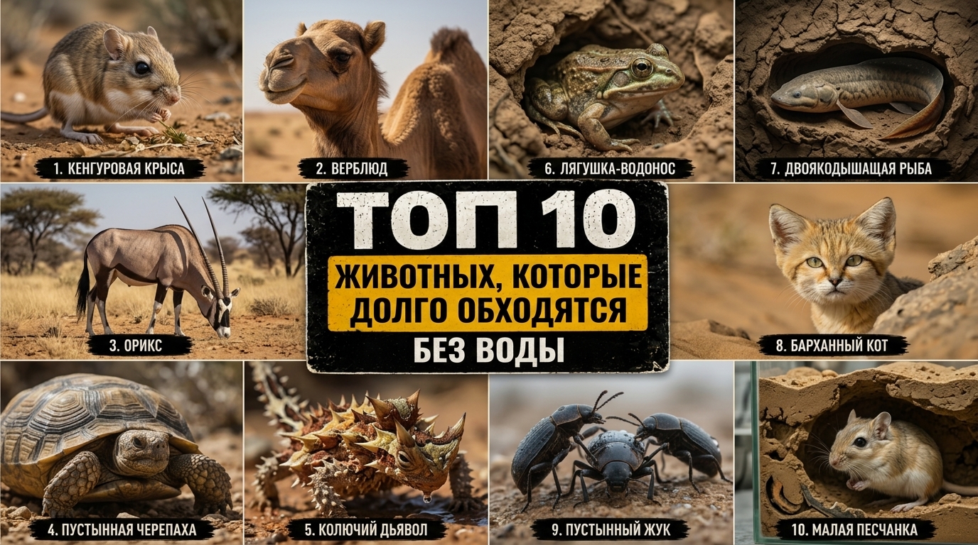Топ 10 животных, которые долго обходятся без воды