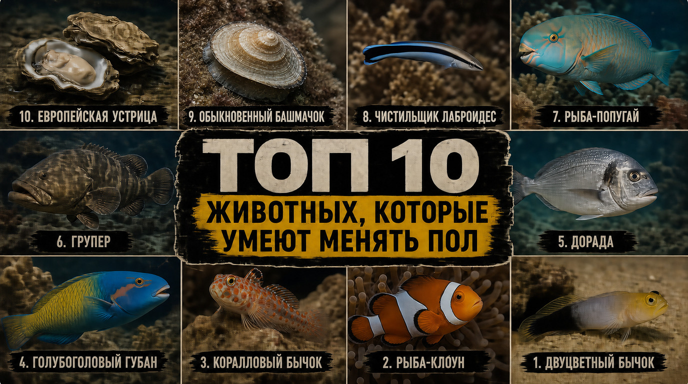 Топ 10 животных, которые умеют менять пол