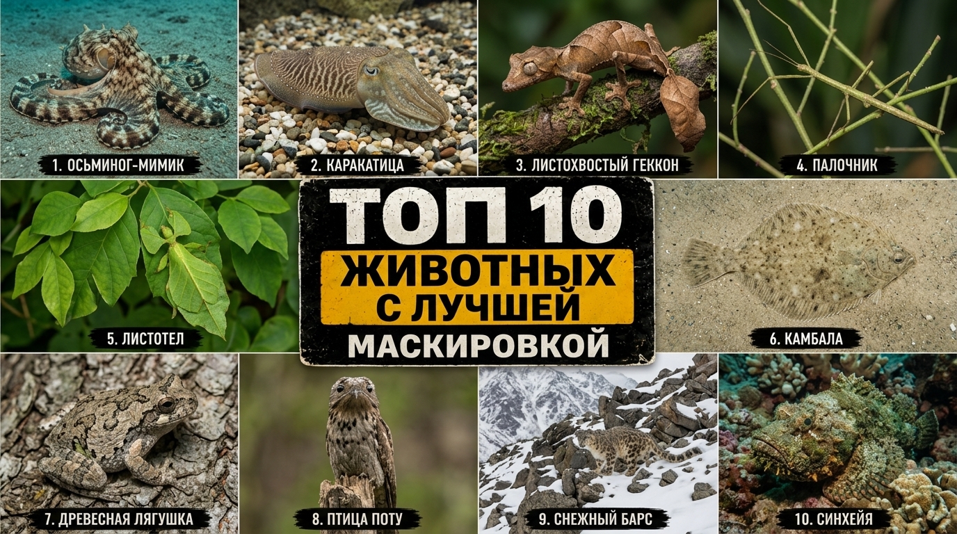 Топ 10 животных с лучшей маскировкой