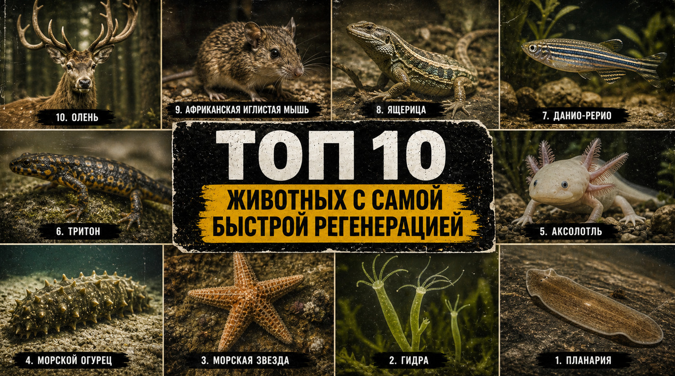 Топ 10 животных с самой быстрой регенерацией