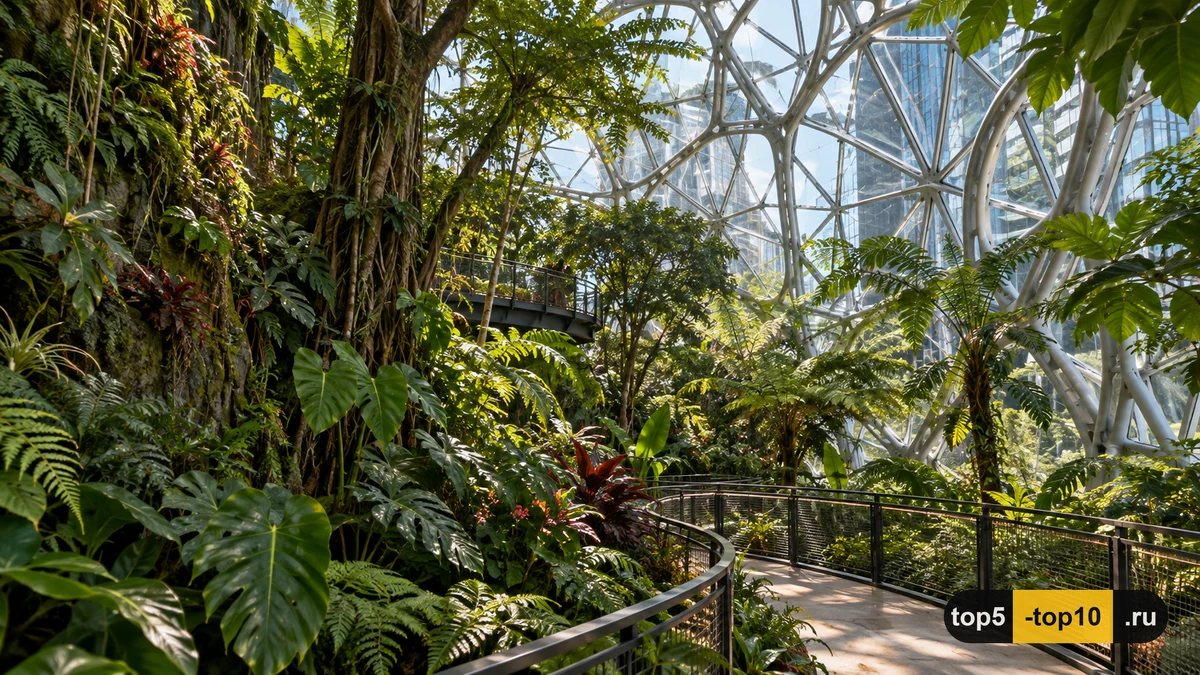 Seattle Amazon Spheres indoor cloud forest botanical greenhouse glass domes