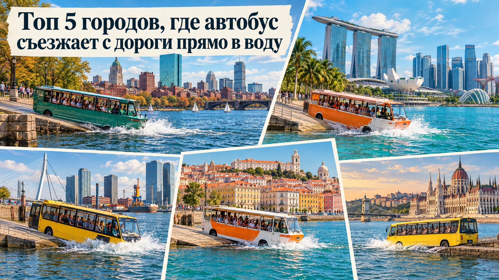 Топ 5 городов, где автобус съезжает с дороги прямо в воду