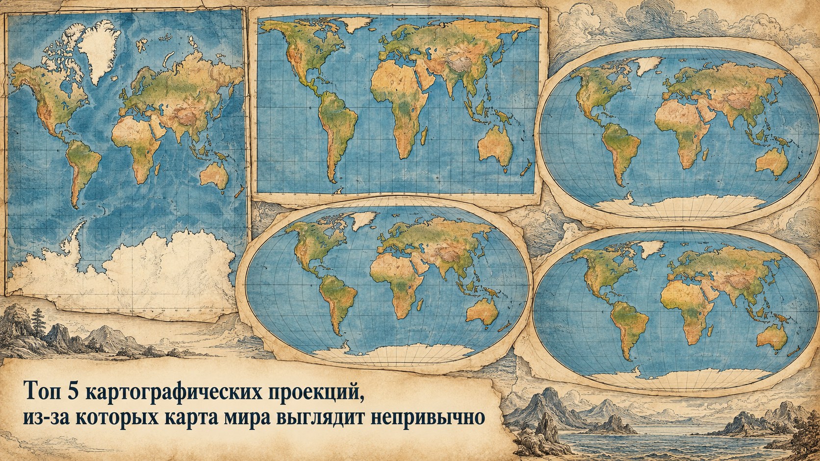 Топ 5 картографических проекций, из-за которых карта мира выглядит непривычно