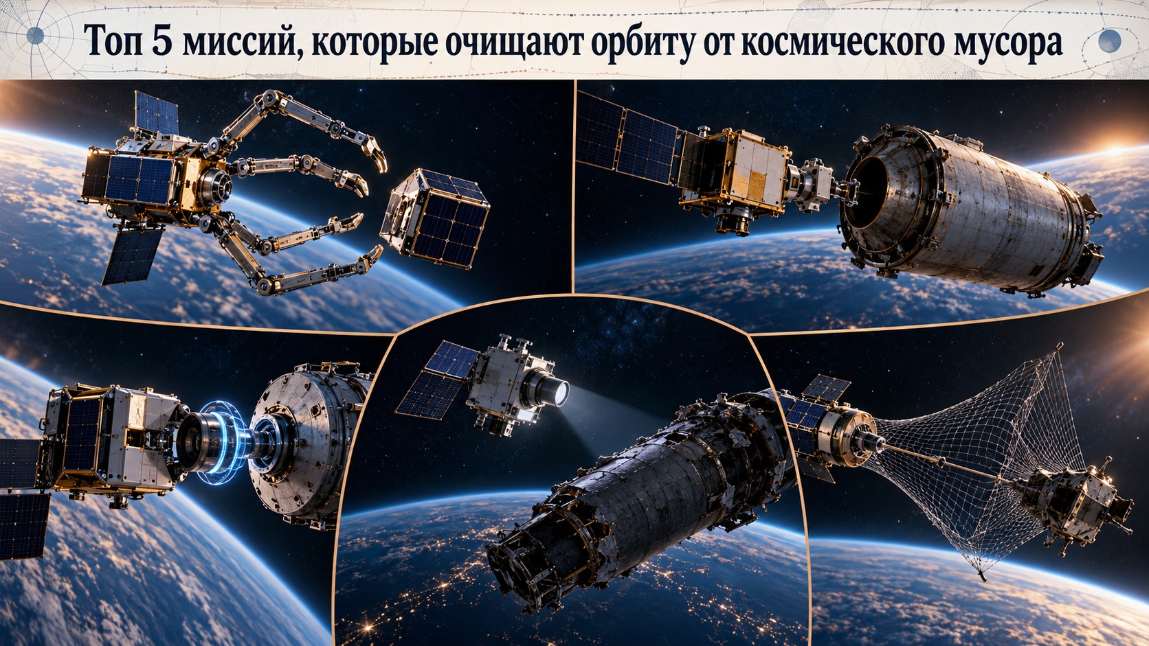 Топ 5 миссий, которые очищают орбиту от космического мусора