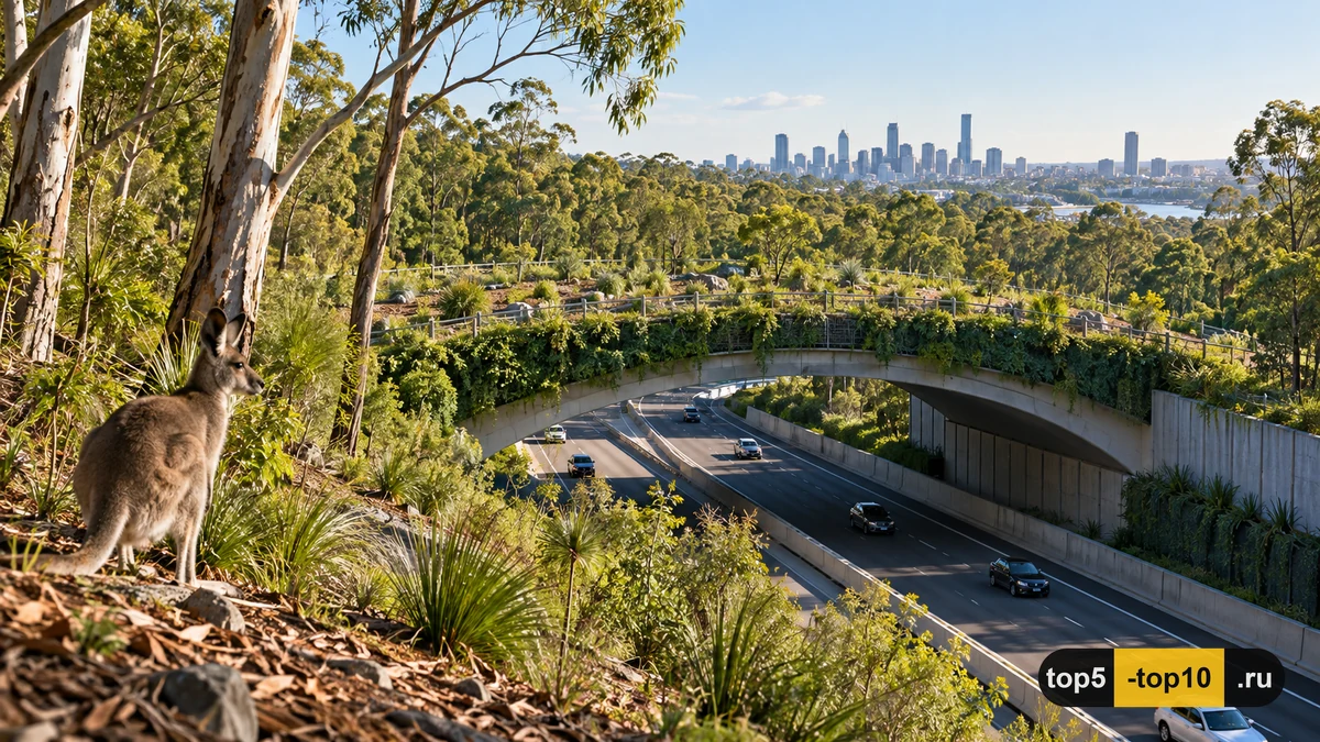 Brisbane Compton Road green wildlife bridge connecting eucalyptus forest over road