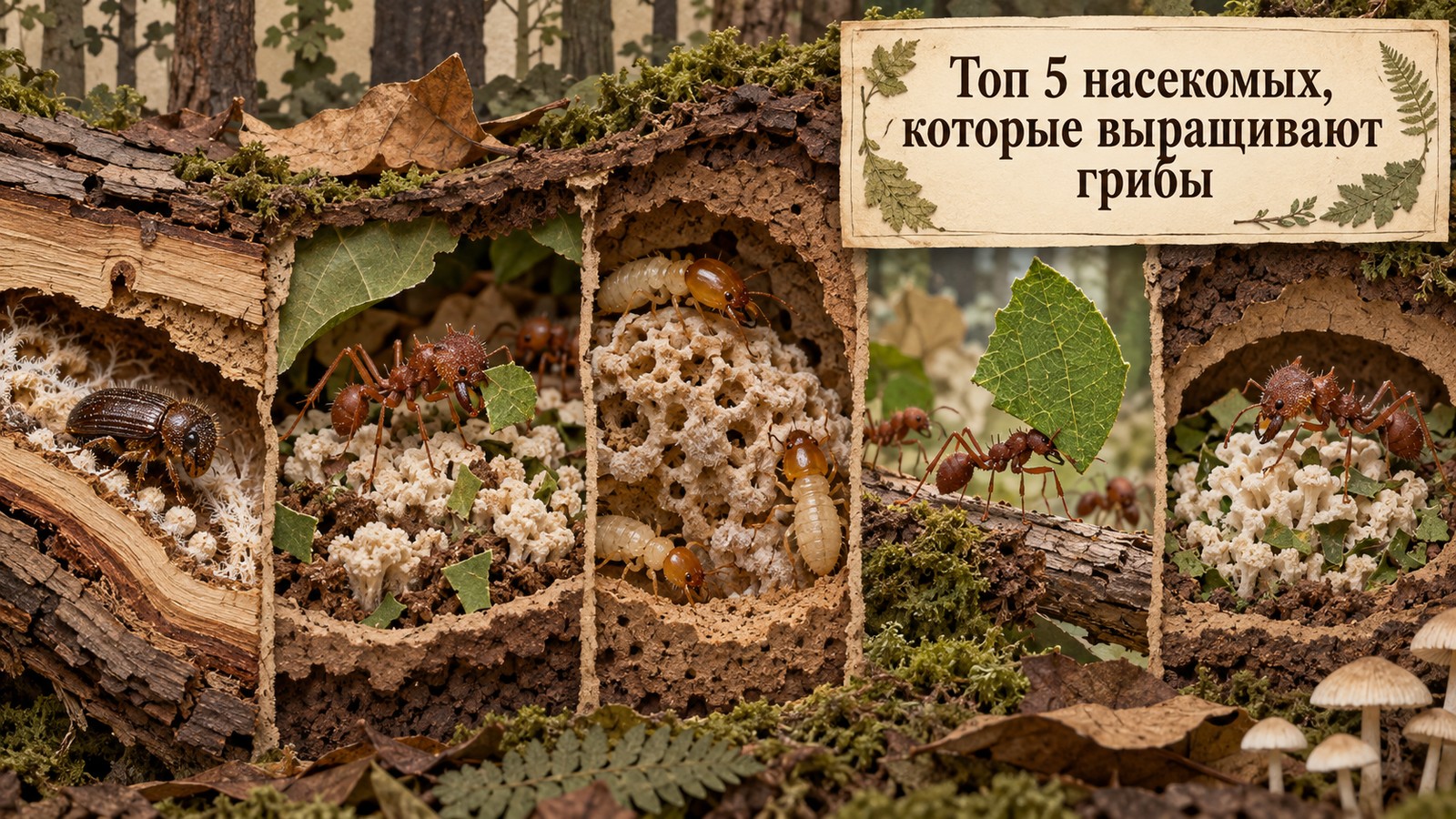 Топ 5 насекомых, которые выращивают грибы
