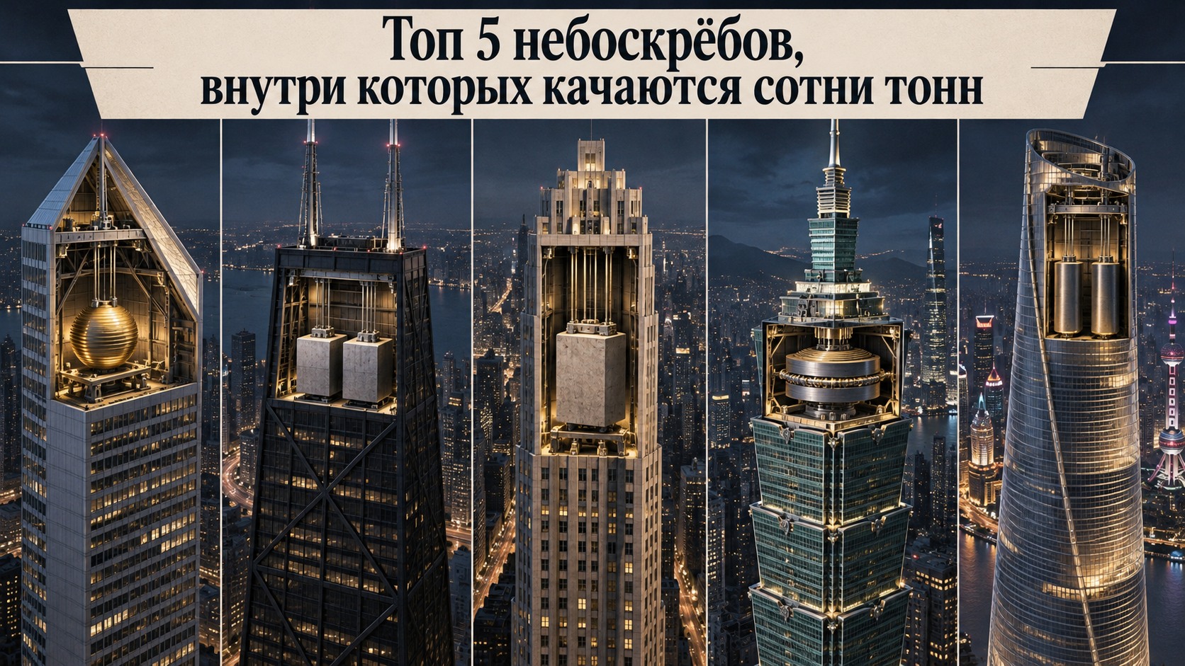 Топ 5 небоскрёбов, внутри которых качаются сотни тонн