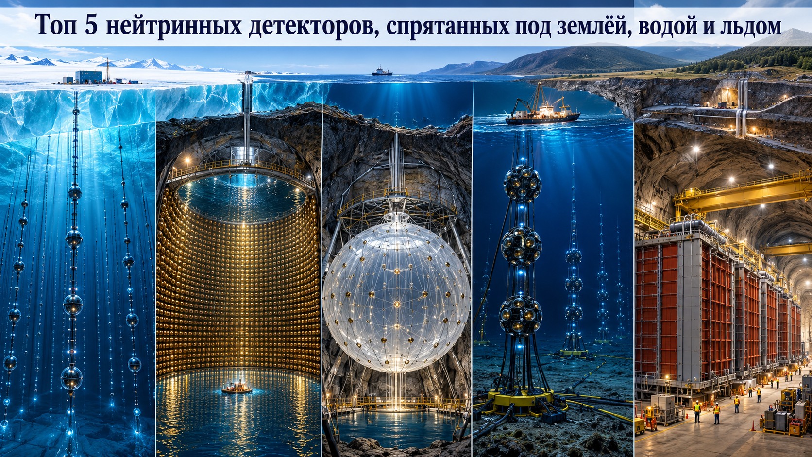 Топ 5 нейтринных детекторов, спрятанных под землёй, водой и льдом