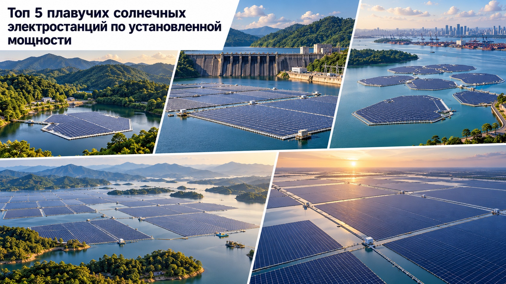 Топ 5 плавучих солнечных электростанций по установленной мощности