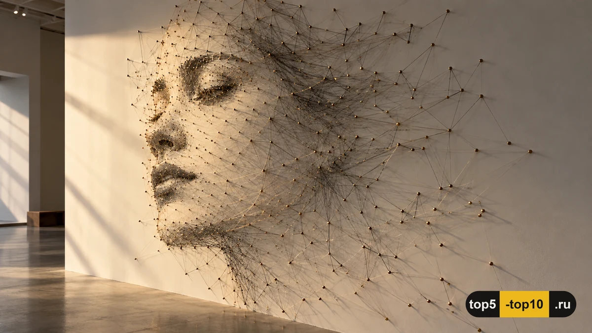 Kumi Yamashita Constellation nail thread portrait shadow art