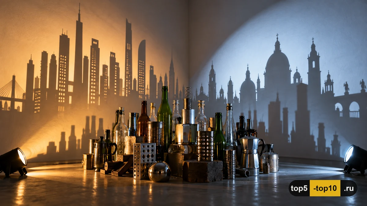Rashad Alakbarov East West shadow installation contrasting city silhouettes