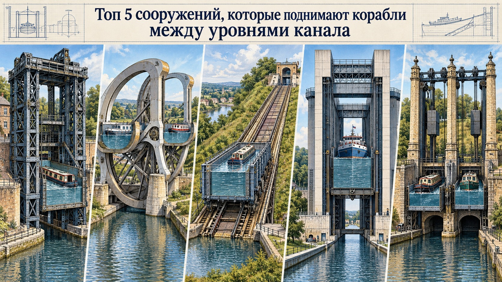 Топ 5 сооружений, которые поднимают корабли между уровнями канала