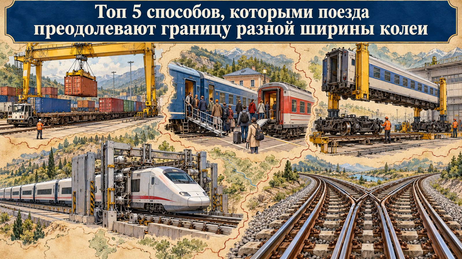 Топ 5 способов, которыми поезда преодолевают границу разной ширины колеи