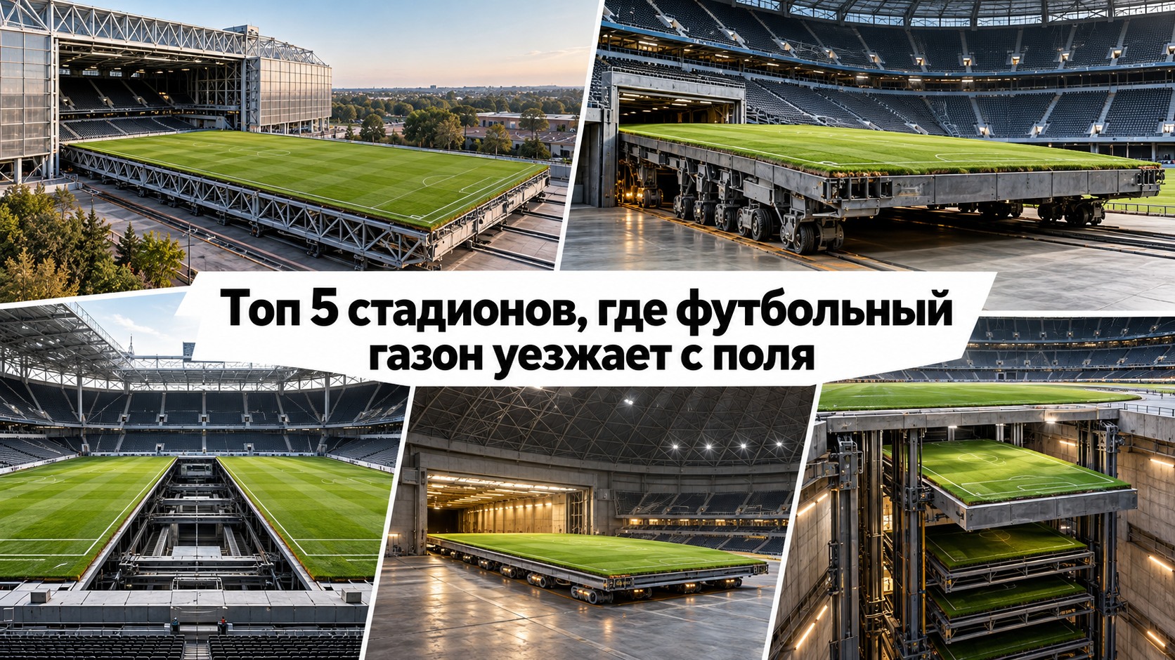 Топ 5 стадионов, где футбольный газон уезжает с поля