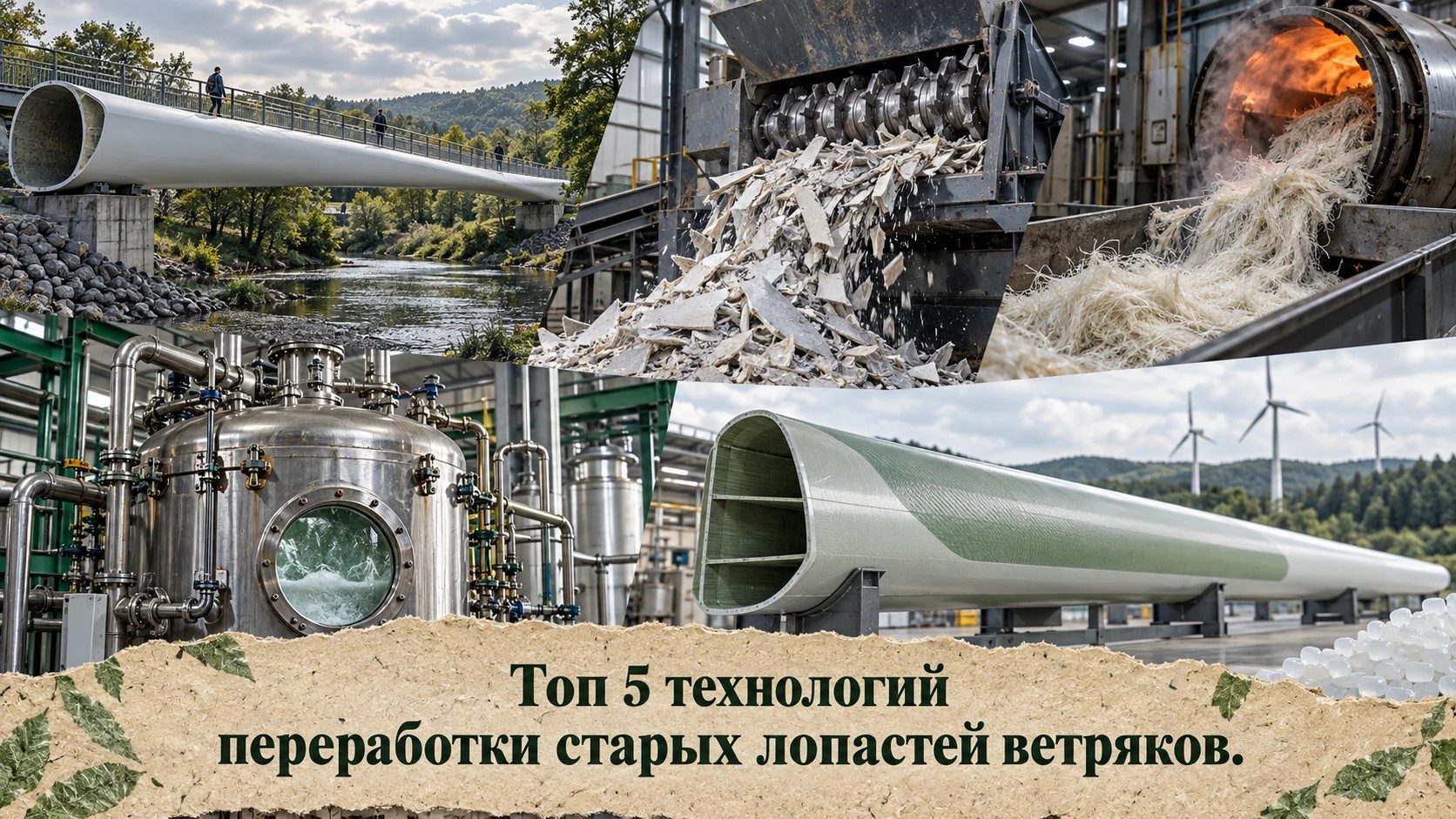 Топ 5 технологий переработки старых лопастей ветряков