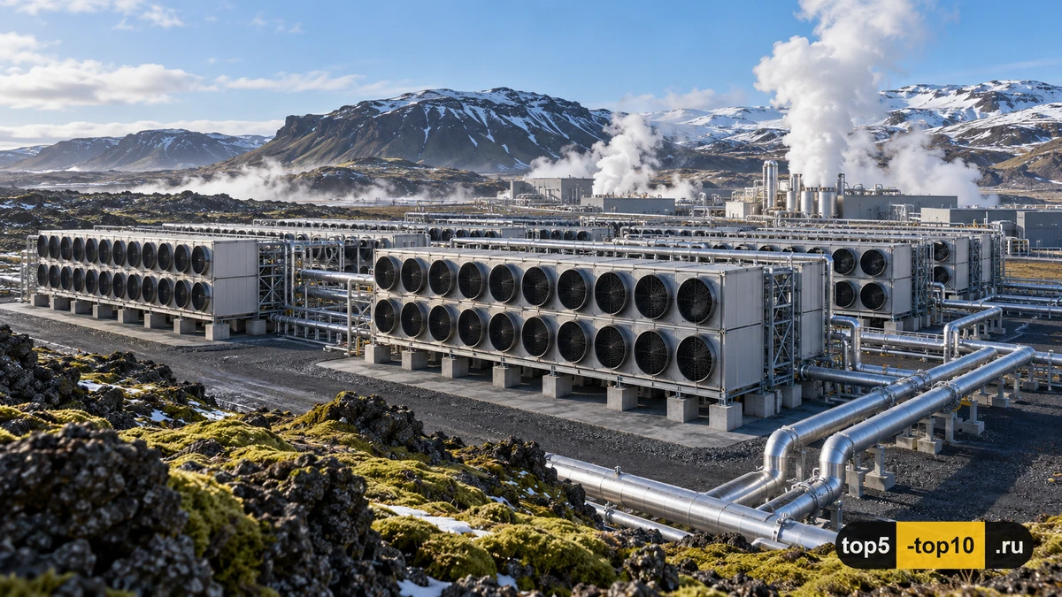 Коллекторные контейнеры Mammoth среди геотермальных трубопроводов в Исландии