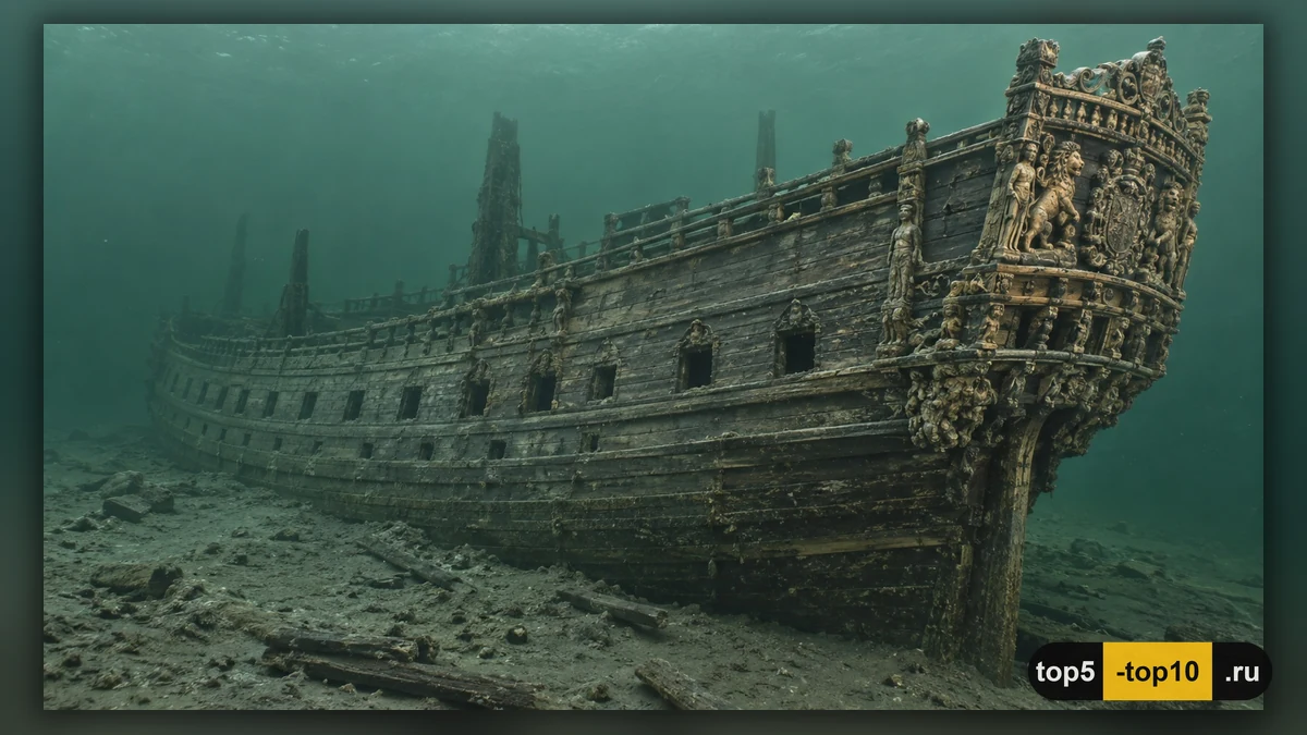 Шведский военный корабль Vasa под водой