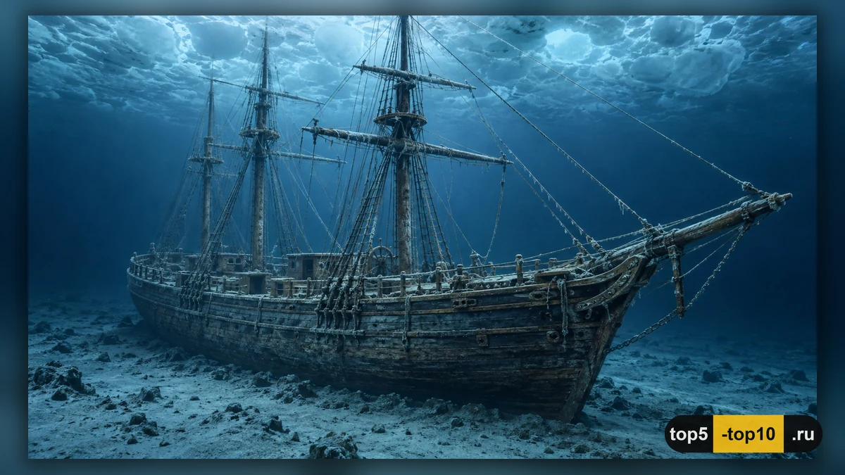 Полярный парусник Endurance на дне моря Уэдделла