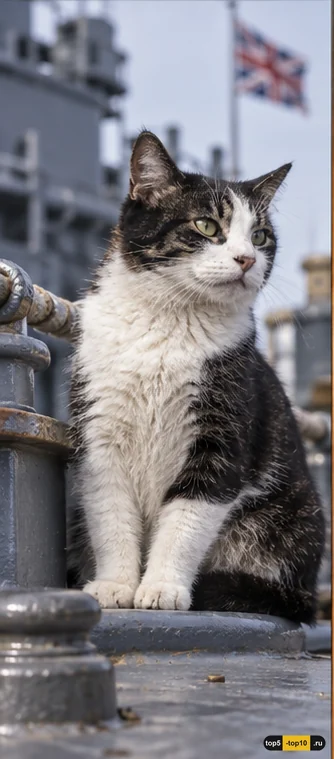 Корабельный кот на палубе военного судна