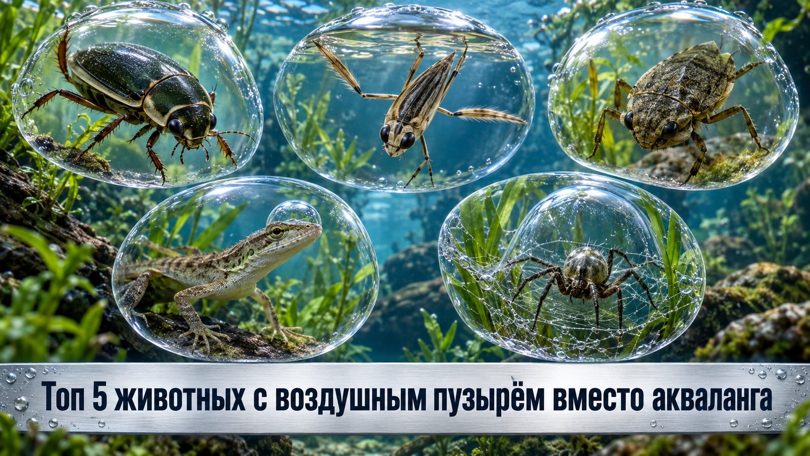 Топ 5 животных с воздушным пузырём вместо акваланга