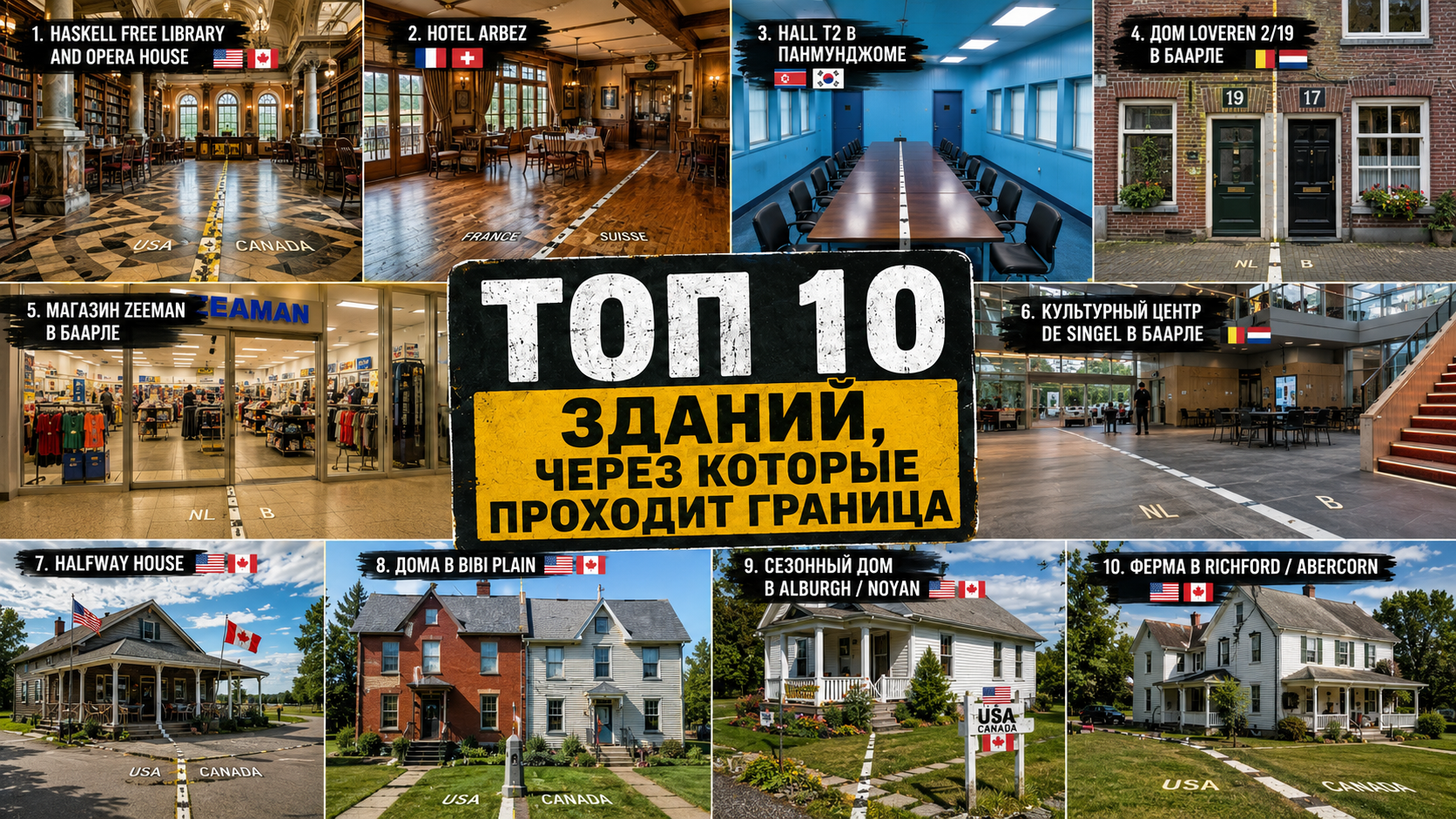 Топ 10 зданий, через которые проходит государственная граница